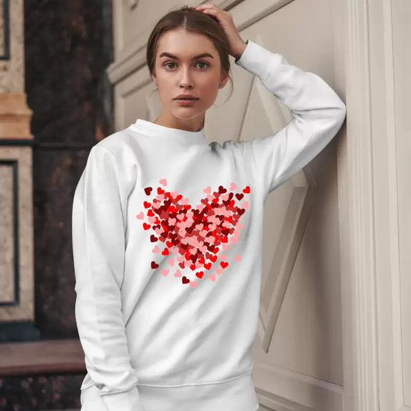 Heart Print Sweatshirt for Women