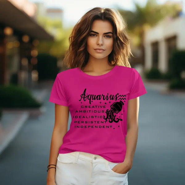 Aquarius Zodiac Sign Women Half Sleeves T-shirt