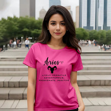 Aries Zodiac Round Neck T-Shirt for Women