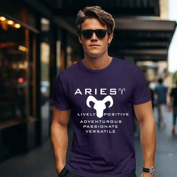 Aries Zodiac Round Neck T-Shirt for Men