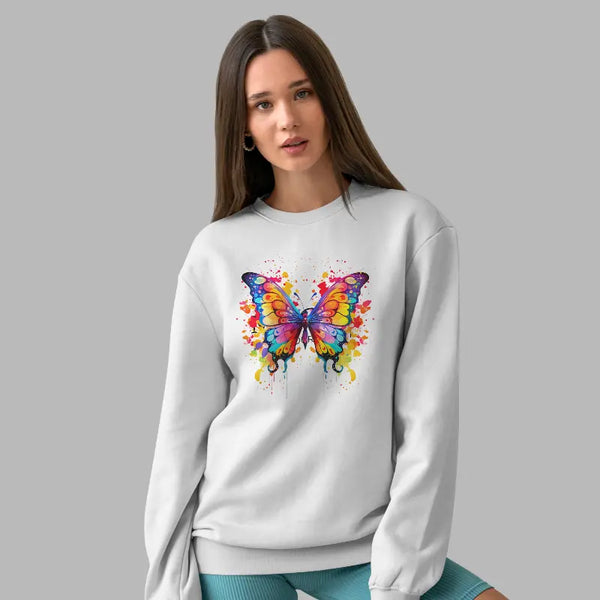 Colorful Butterfly Print Sweatshirt for Women