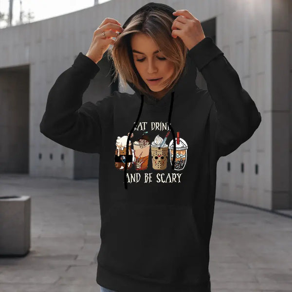 Black Graphic Hoodie For Women