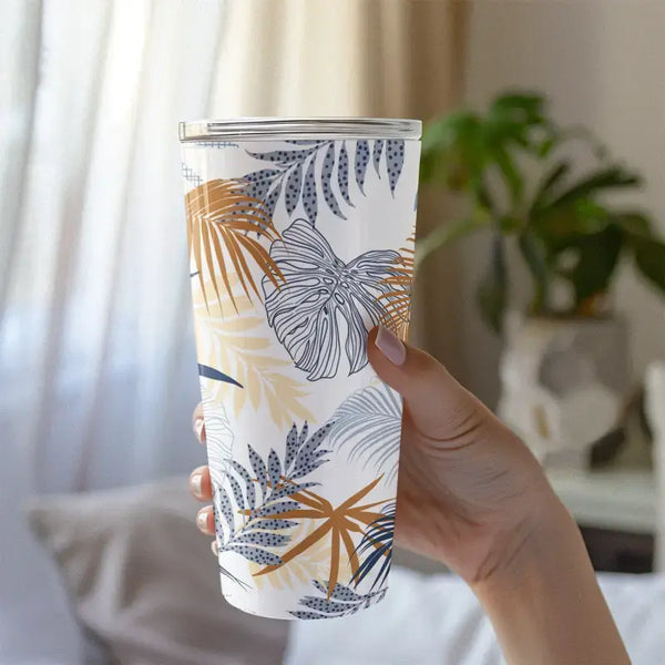 Floral Printed Tumbler Bottle With Straw