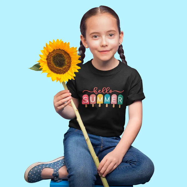 Hello Summer Kids Half Sleeves T-shirt for Girls