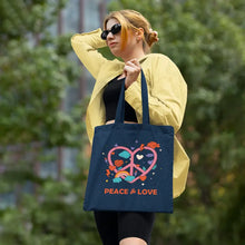 Peace and Love Printed Canvas Tote Bag