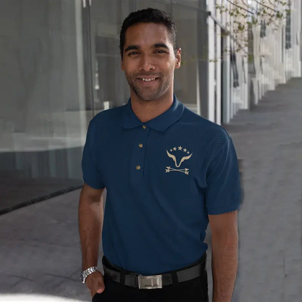 Embroidered T-shirt with Polo Neck