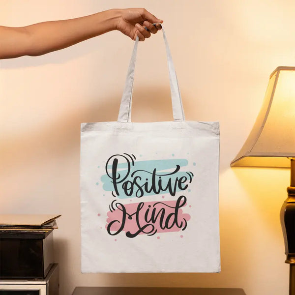 Positive Mind Canvas Zipper Tote Bag