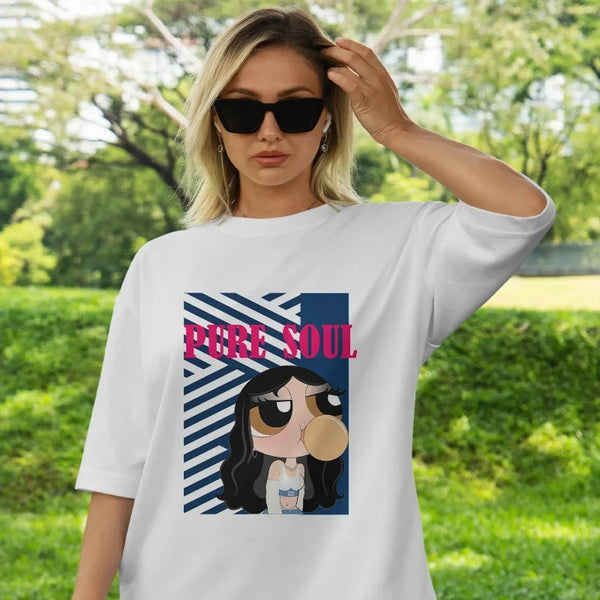 Pure Soul Oversized Graphic T-shirt For Women