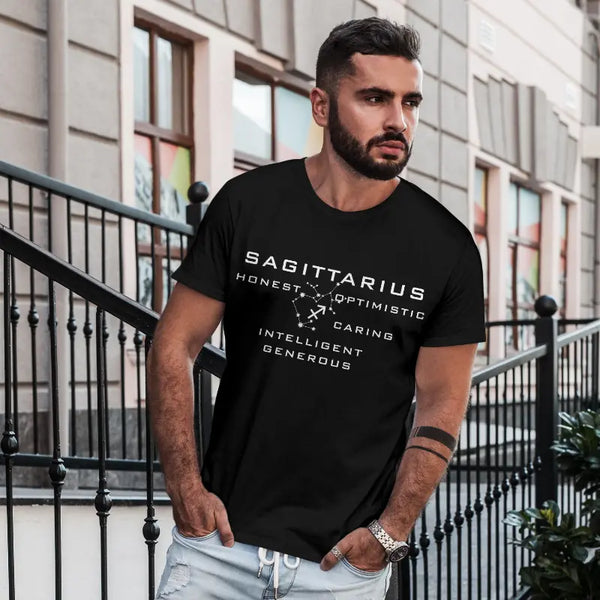 Sagittarius Zodiac Round Neck T-Shirt for Men