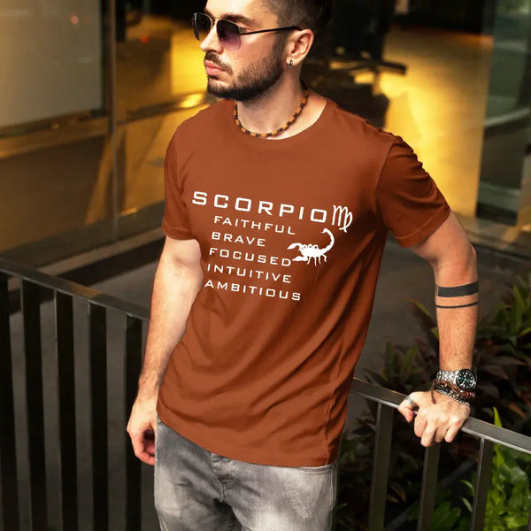 Scorpio Zodiac Round Neck T-Shirt for Men