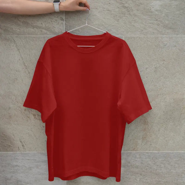 Plain Red Half Sleeve T-shirt for Women